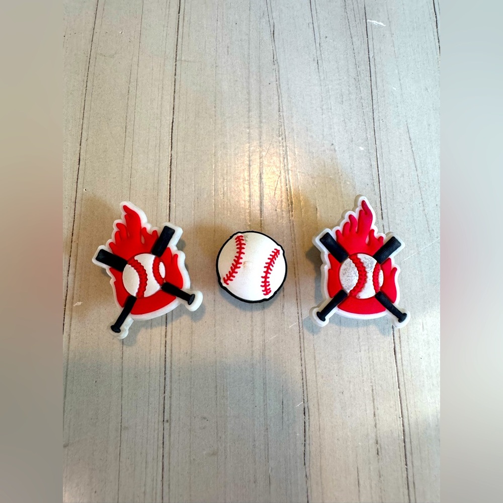 Croc Charm Accessories- 3 Pieces Baseball Croc Charms